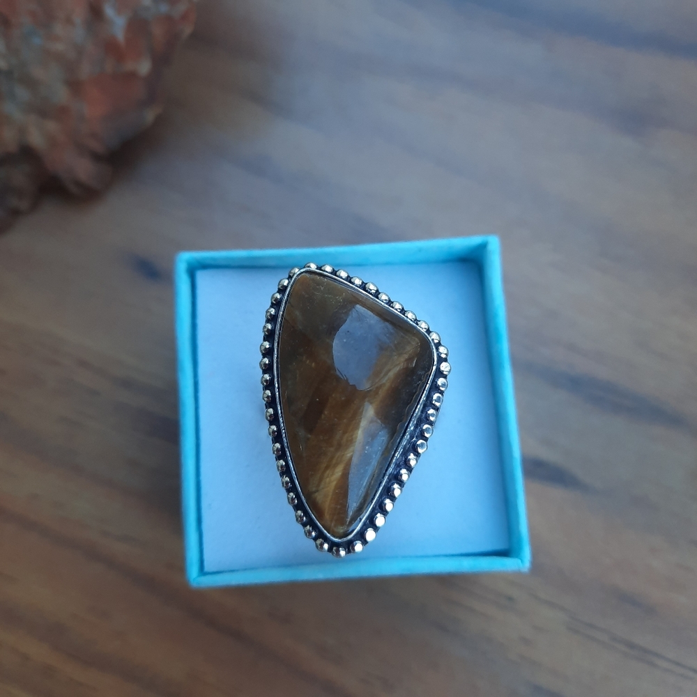 Unisex Golden Tiger Eye Ring (7.5) - Picture 11 of 15